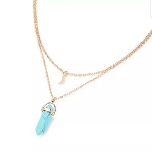 Natural Stone Crystal Layered Gold Necklace Choker